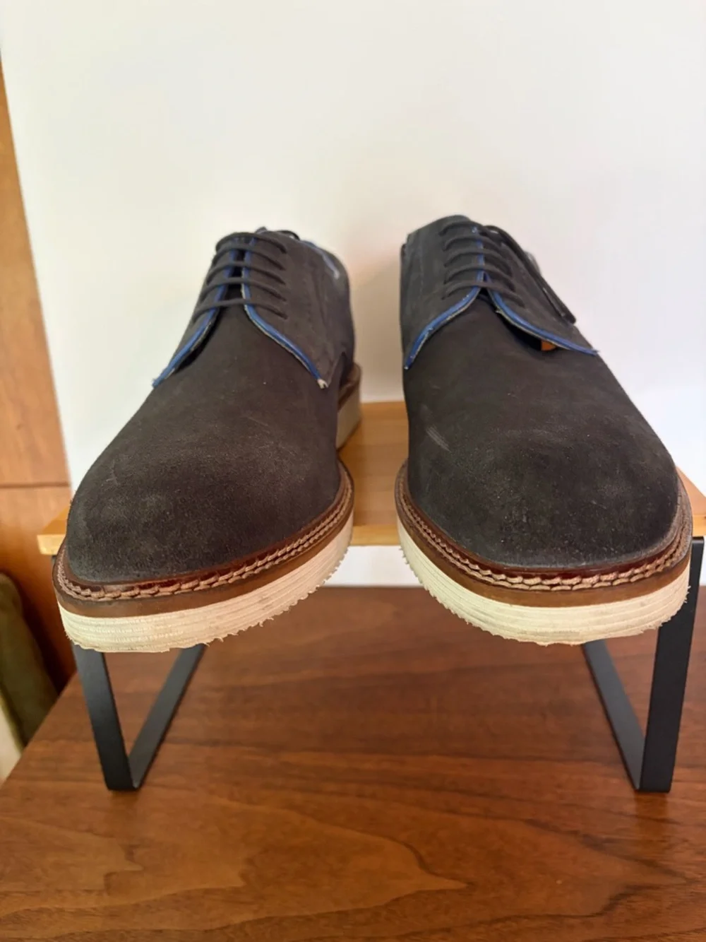 Thomas & Vine Men’s 10.5 Seneca Plain Toe Navy Suede Oxford Shoes. Comfort Foam